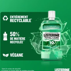 Bain de bouche quotidien total care dents et gencives mente fraîche Listerine - flacon de 500ml