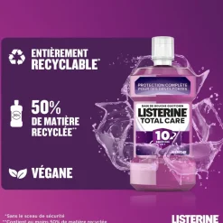 Bain de bouche Total Care goût menthe Listerine - flacon de 500ml