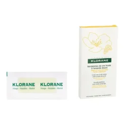 Bandelettes de cire froide à l'amande douce visage et zones sensibles Klorane - 6 doubles bandelettes