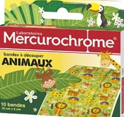 Bandes à découper animaux Mercurochrome - boite de 10 bandes de 10cm x 6cm