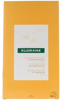 Bandes de cire froide à l'amande douce Klorane - 6 doubles bandes