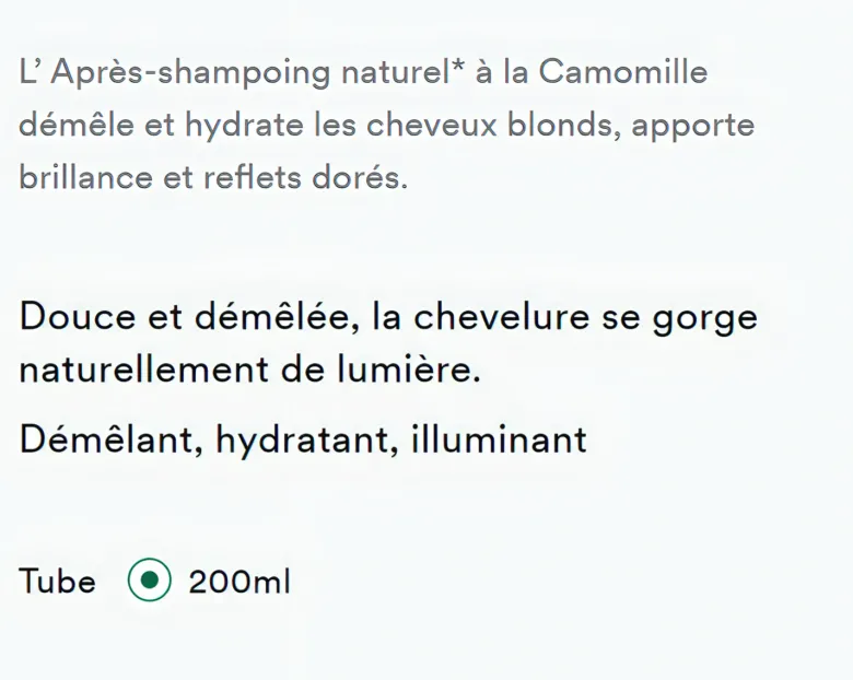 Baume après-shampooing à la camomille reflet blond Klorane - tube de 200 ml