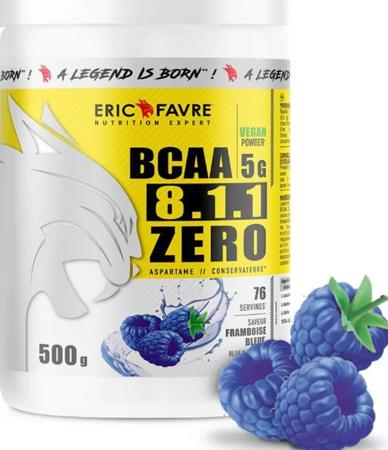 BCAA 8.1.1 zero saveur framboise bleue Eric Favre - pot de 500g
