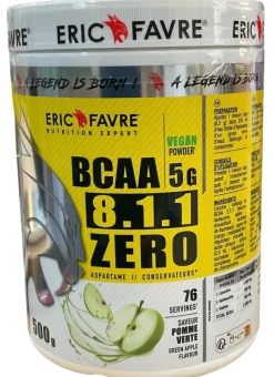 BCAA 8.1.1 zero saveur pomme verte Eric Favre - pot de 500g