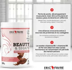 Beauty&shape protéines et collagène saveur chocolat Eric Favre - pot de 525g