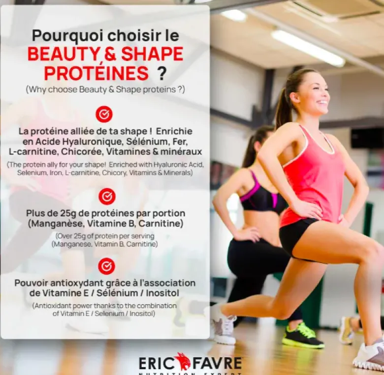 Beauty&shape protéines et collagène saveur chocolat Eric Favre - pot de 525g