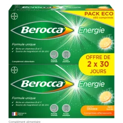Berocca Energie Orange Vitamine B et C, magnésium et Zinc 30 comprimés effervescents