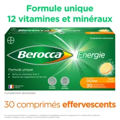 Berocca Energie Orange Vitamine B et C, magnésium et Zinc 30 comprimés effervescents