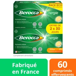 Berocca Energie Orange Vitamine B et C, magnésium et Zinc 30 comprimés effervescents
