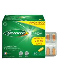 Berocca Energie Vitamine B et C, magnésium et Zinc 60 comprimés pellicules