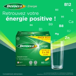 Berocca Energie Vitamine B et C, magnésium et Zinc 60 comprimés pellicules