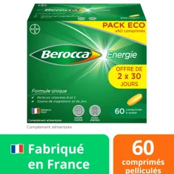 Berocca Energie Vitamine B et C, magnésium et Zinc 60 comprimés pellicules