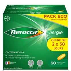 Berocca Energie Vitamine B et C, magnésium et Zinc 60 comprimés pellicules