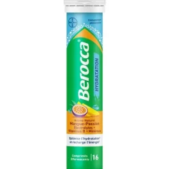 Berocca hydratation arôme naturel mangue passion - 16 comprimés effervescents