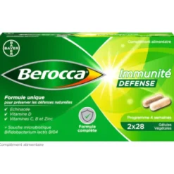 Berocca Immunité Défense Vitamine D, C, B et Zinc Lot de 2 x 28 gélules végétales