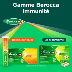 Berocca Immunité Flash Vitamine D, C, Zinc et Fer 30 comprimés effervescents