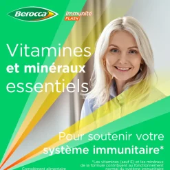 Berocca Immunité Flash Vitamine D, C, Zinc et Fer 30 comprimés effervescents