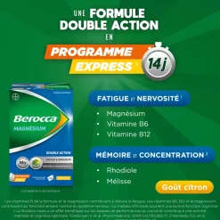 Berocca® Magnésium Fatigue/nervosité Mémoire/Concentration - boîte de 14 sachets