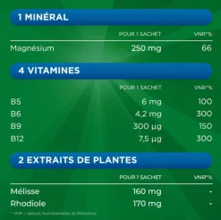 Berocca® Magnésium Fatigue/nervosité Mémoire/Concentration - boîte de 14 sachets