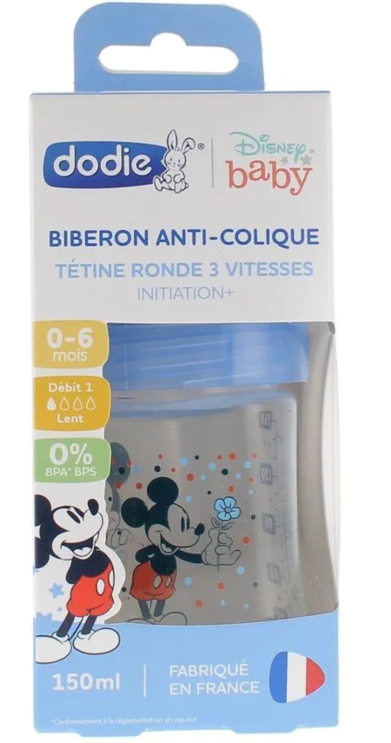 Biberon anti-colique Disney Baby Mickey 3 vitesses débit 1 0-6 mois Dodie - biberon de 150ml