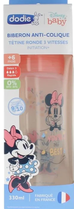 Biberon anti-colique Disney Baby Minnie tétine ronde 3 vitesses +6 mois Dodie - biberon de 330ml