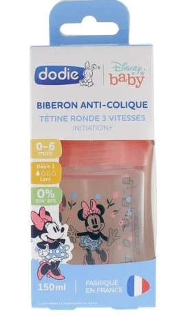 Biberon anti-colique Disney Baby Minnie 3 vitesses débit 1 0-6 mois Dodie - biberon de 150ml