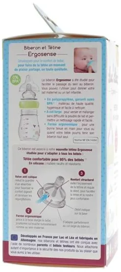 Biberon anti-colique Ergosense 0 mois et + Luc et Léa - un biberon de 150 ml