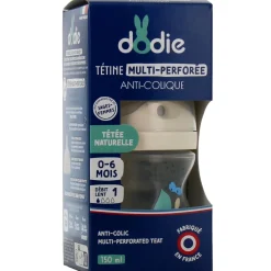 Biberon anti-colique tétine multi-perforée 0-6 mois Dodie - biberon de 150 ml