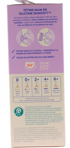 Biberon Easy start anti-colique 2+ mois débit moyen bleu océan Mam - 1 biberon de 260ml