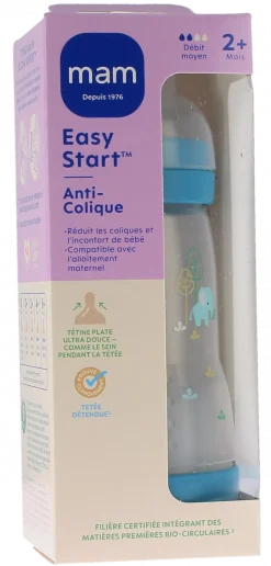Biberon Easy start anti-colique 2+ mois débit moyen bleu océan Mam - 1 biberon de 260ml