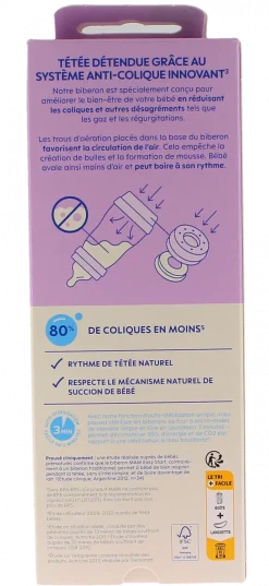 Biberon Easy start anti-colique 2+ mois débit moyen bleu océan Mam - 1 biberon de 260ml