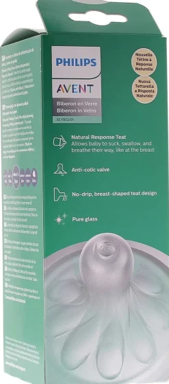Biberon Natural Response en verre 0 mois et plus Avent