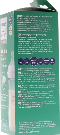 Biberon Natural Response en verre 0 mois et plus Avent
