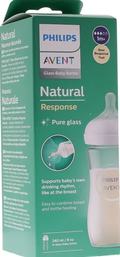 Biberon Natural Response en verre 0 mois et plus Avent