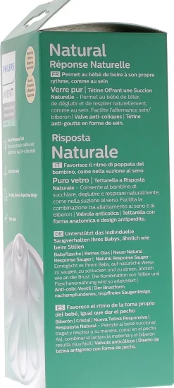 Biberon Natural Response en verre 0 mois et plus Avent
