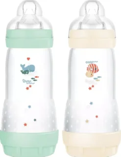Biberons Easy Start 4 mois et + débit 3 Mam - lot de 2 biberons de 320 ml