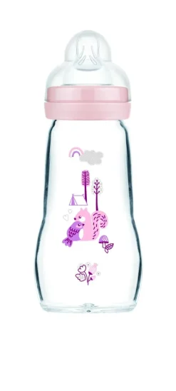 Biberon Verre 0 à 6 mois Tétine Débit 2 - couleur rose - MAM - biberon de 260 ml