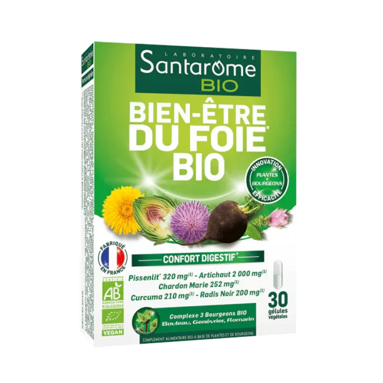 Bien-être du Foie Bio Santarome - boîte de 30 gélules
