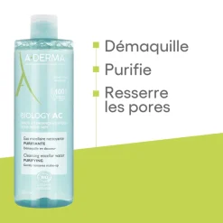 Biology AC Eau micellaire nettoyante purifiante bio A-derma