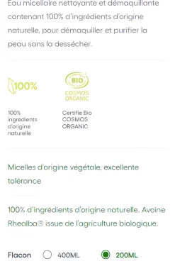 Biology AC Eau micellaire nettoyante purifiante bio A-derma