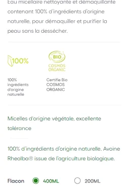 Biology AC Eau micellaire nettoyante purifiante bio A-derma