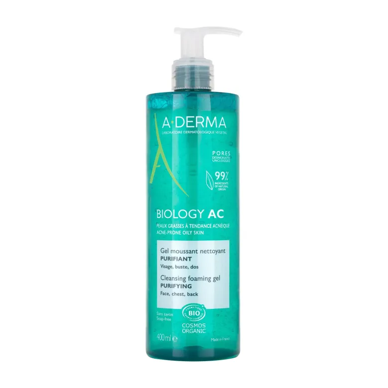 Biology AC Gel moussant nettoyant purifiant bio A-derma
