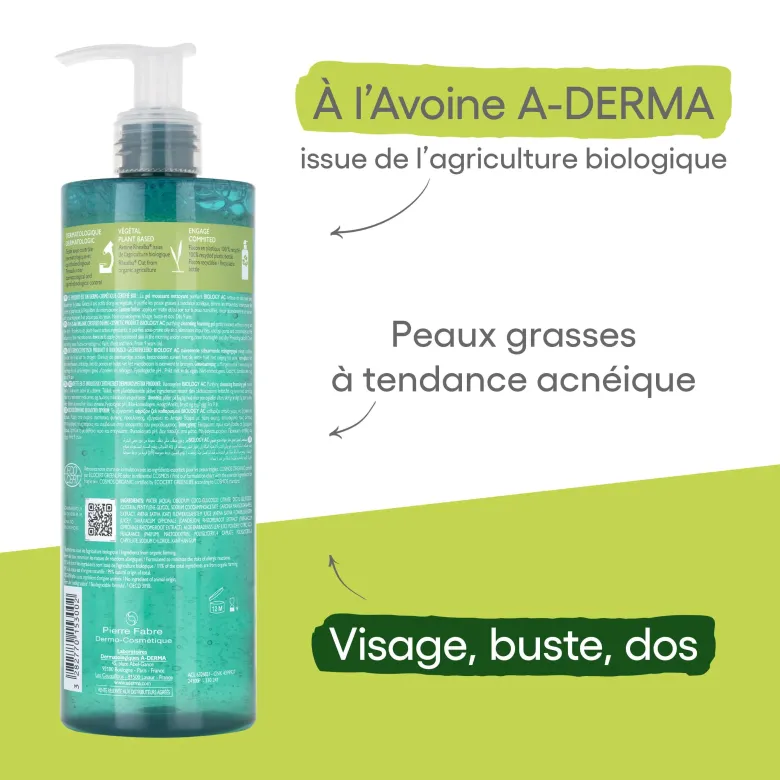 Biology AC Gel moussant nettoyant purifiant bio A-derma