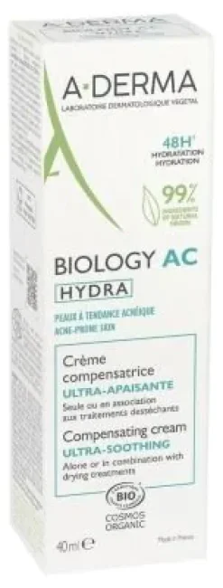 Biology AC Hydra crème compensatrice ultra-apaisante A-Derma - tube de 40ml