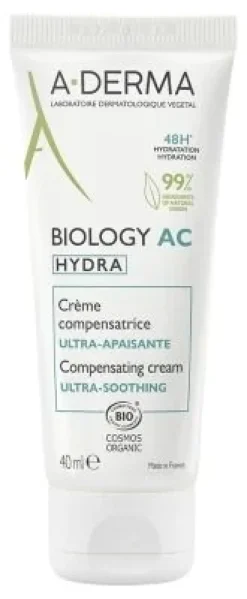 Biology AC Hydra crème compensatrice ultra-apaisante A-Derma - tube de 40ml
