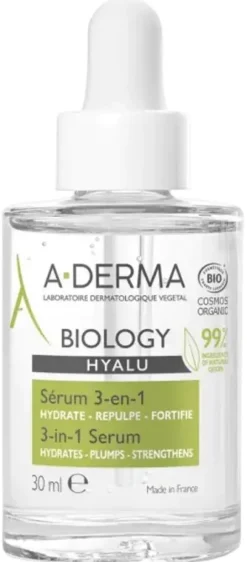 Biology Hyalu Sérum 3-en-1 bio A-derma - flacon compte-goutte de 30ml