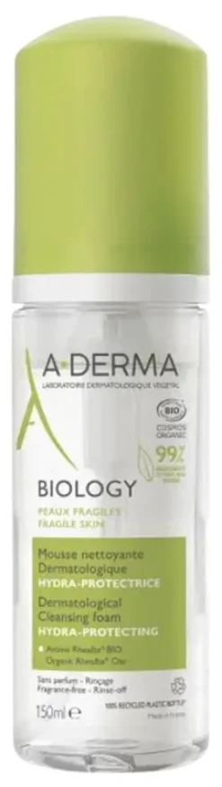 Biology Mousse nettoyante dermatologique hydra-protectrice bio A-derma - flacon de 150 ml