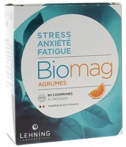 Biomag agrumes stress anxiété fatigue comprimé à croquer Lehning - boite de 90 comprimés