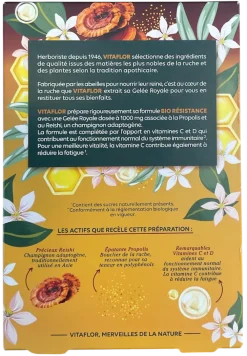 Bio résistance vitalité & immunité 2en1 Vitaflor - boite de 10 ampoules de 10ml