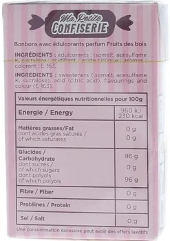 Bonbons aux fruits des bois sans sucre Ma petite confiserie - boite de 36,5g